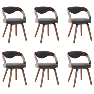 Dining Chairs 6 pcs Dark Grey Bent Wood and Fabric