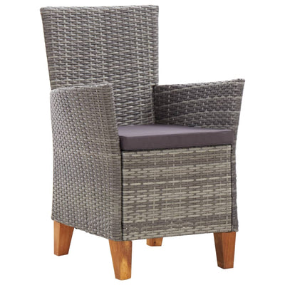 Garden Chairs 2 pcs with Cushions Poly Rattan Grey