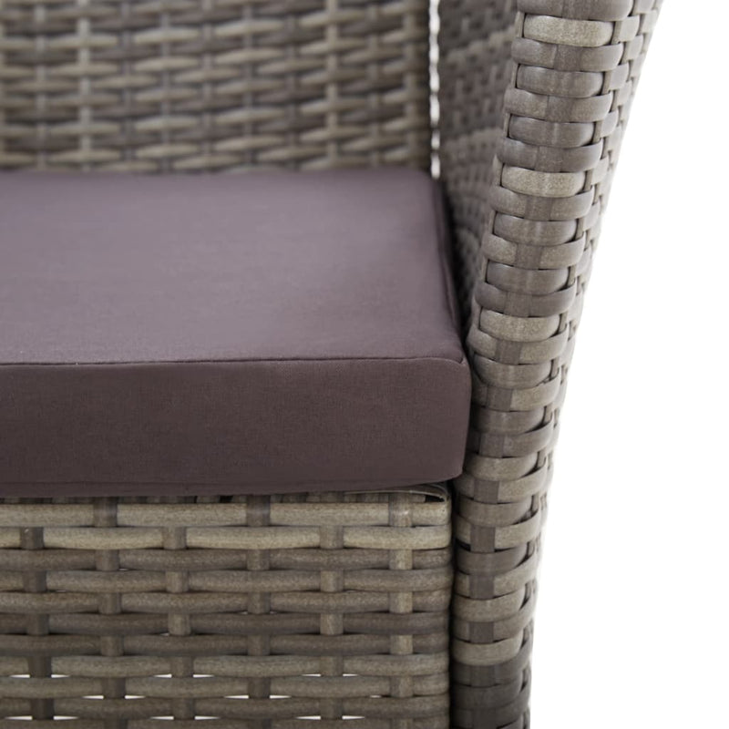 Garden Chairs 2 pcs with Cushions Poly Rattan Grey