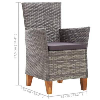 Garden Chairs 2 pcs with Cushions Poly Rattan Grey