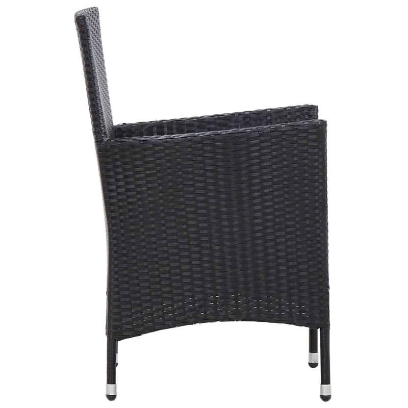 5 Piece Outdoor Dining Set with Cushions Poly Rattan Black