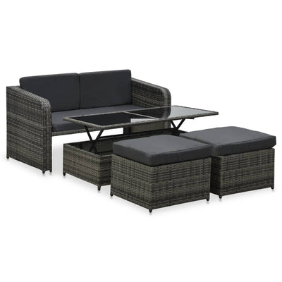 4 Piece Garden Lounge Set with Cushions Poly Rattan Anthracite