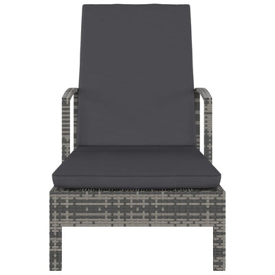 Sun Lounger with Armrests Poly Rattan Grey