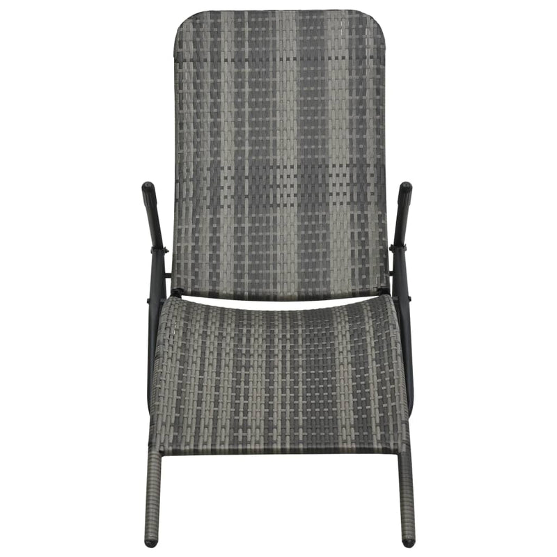 Folding Sun Lounger Poly Rattan Grey