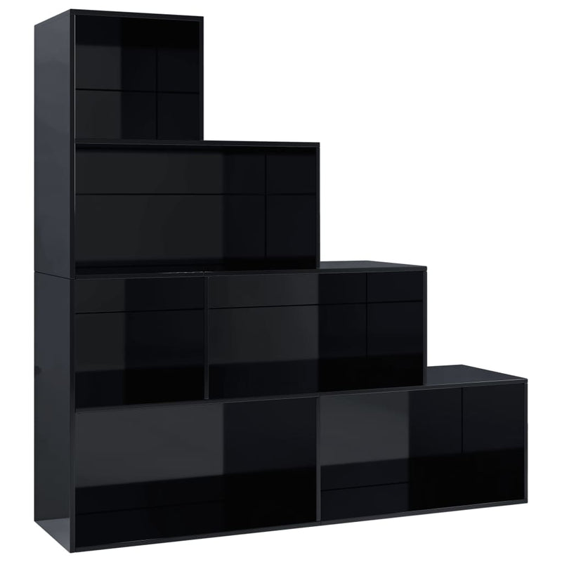 Book Cabinet/Room Divider High Gloss Black 155x24x160 cm Engineered Wood