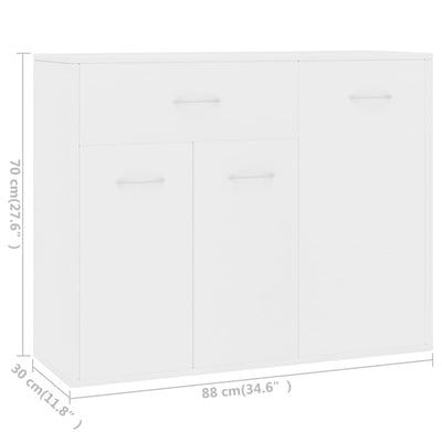 Sideboard White 88x30x70 cm Engineered Wood