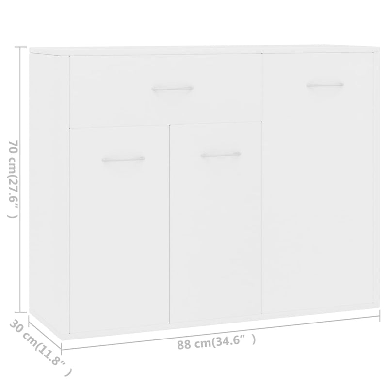 Sideboard White 88x30x70 cm Engineered Wood