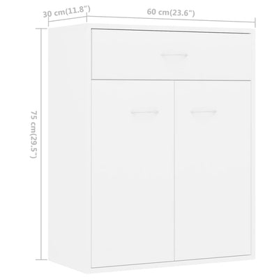 Sideboard White 60x30x75 cm Engineered Wood