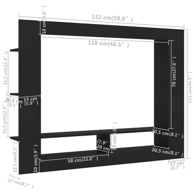 TV Cabinet Black 152x22x113 cm Engineered Wood