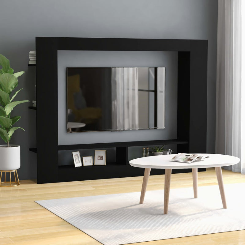 TV Cabinet Black 152x22x113 cm Engineered Wood