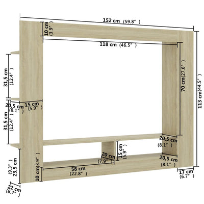 TV Cabinet Sonoma Oak 152x22x113 cm Engineered Wood