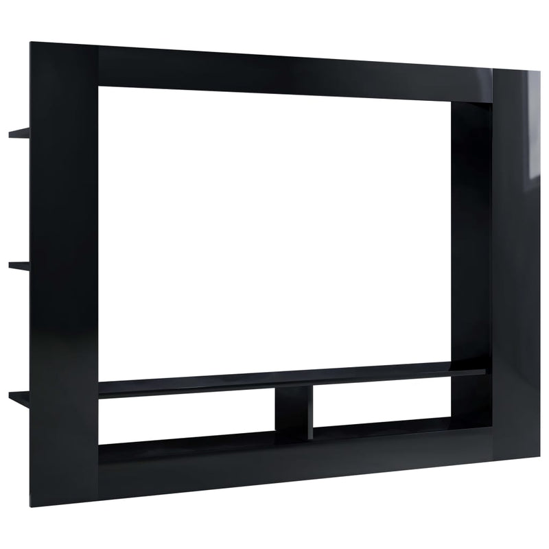 TV Cabinet High Gloss Black 152x22x113 cm Engineered Wood