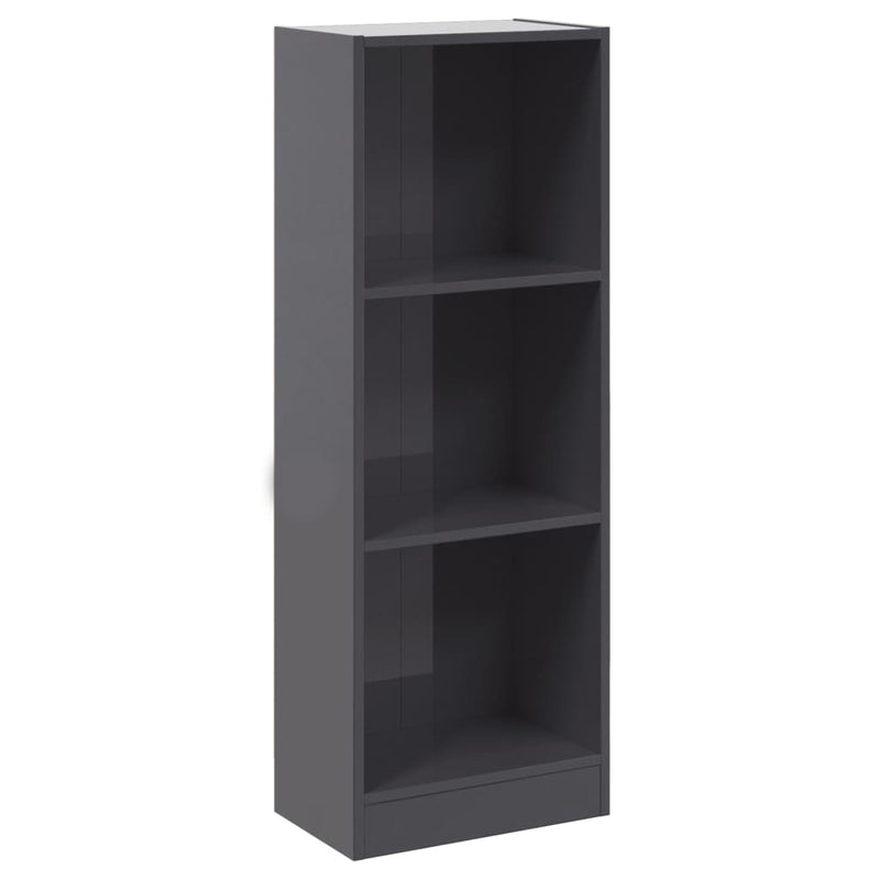 3-Tier Book Cabinet High Gloss Grey 40x24x109 cm Engineered Wood