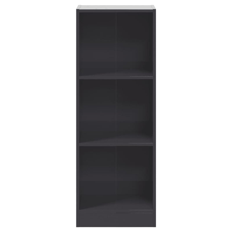 3-Tier Book Cabinet High Gloss Grey 40x24x109 cm Engineered Wood