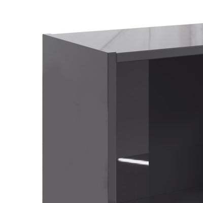 3-Tier Book Cabinet High Gloss Grey 40x24x109 cm Engineered Wood