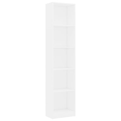 5-Tier Book Cabinet White 40x24x175 cm Engineered Wood