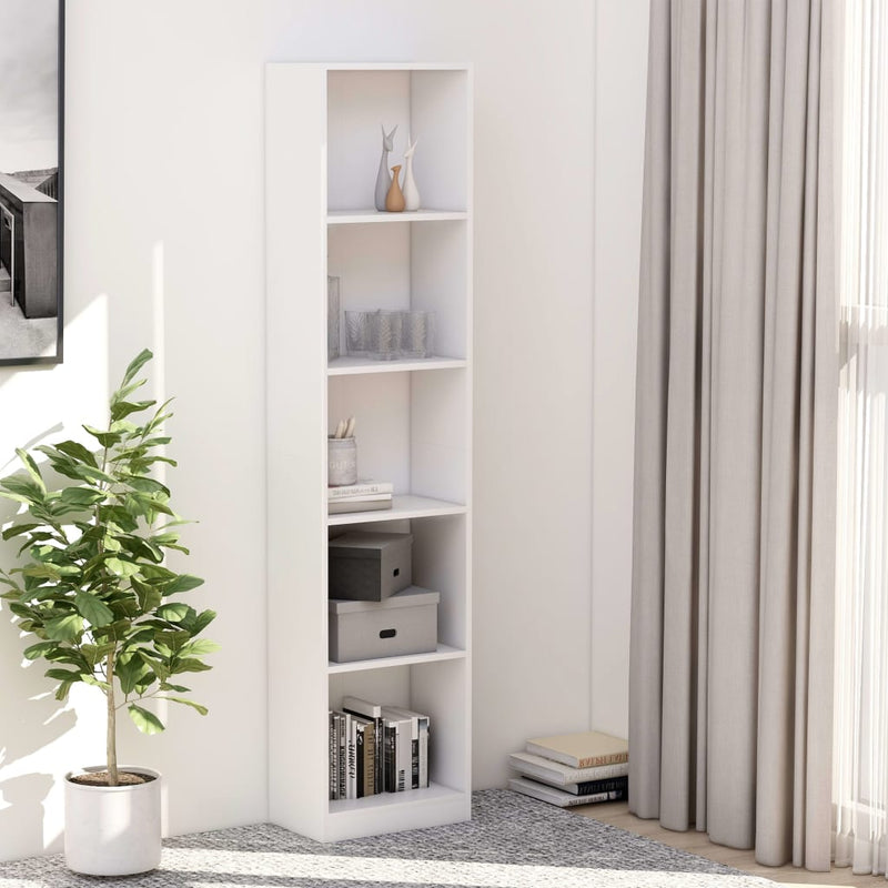 5-Tier Book Cabinet White 40x24x175 cm Engineered Wood