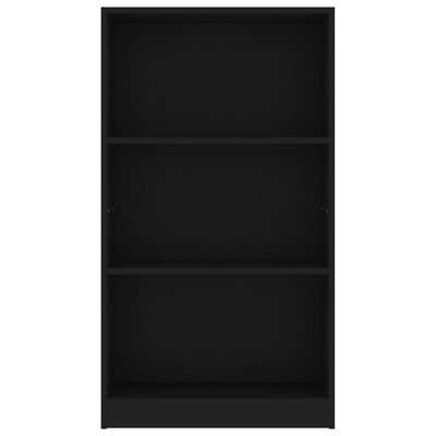 3-Tier Book Cabinet Black 60x24x109 cm Engineered Wood