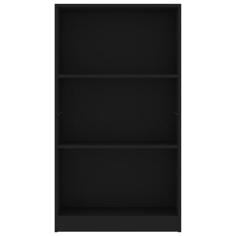 3-Tier Book Cabinet Black 60x24x109 cm Engineered Wood