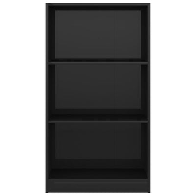 3-Tier Book Cabinet High Gloss Black 60x24x109 Engineered Wood