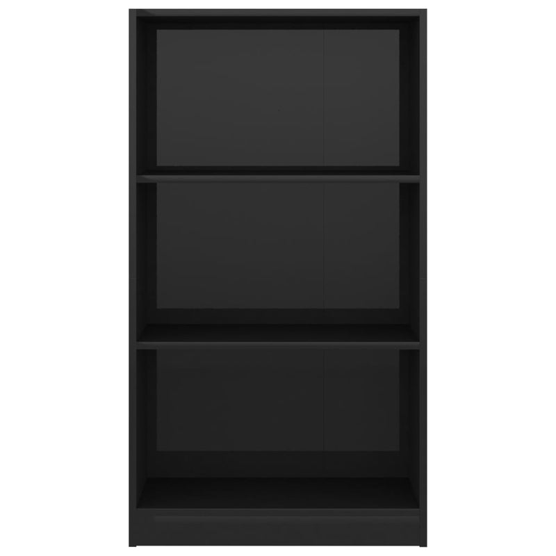 3-Tier Book Cabinet High Gloss Black 60x24x109 Engineered Wood