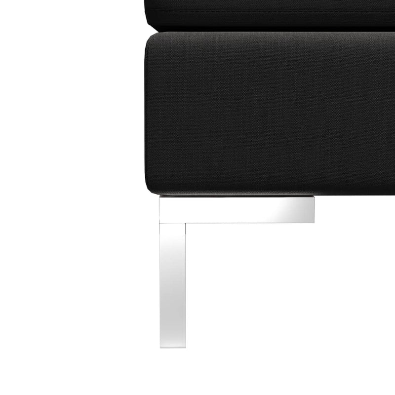 Sectional Footrest with Cushion Farbic Black