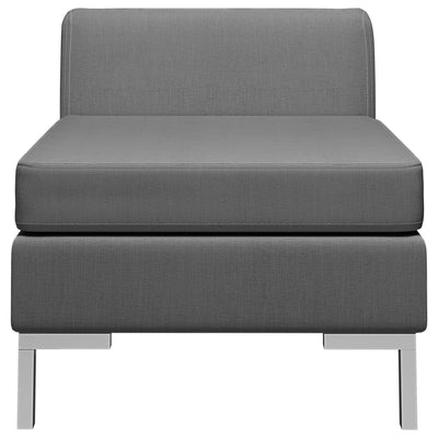 Sectional Middle Sofa with Cushion Fabric Dark Grey