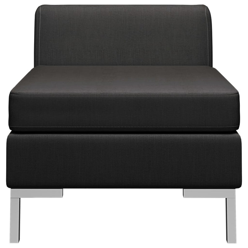 Sectional Middle Sofa with Cushion Fabric Black