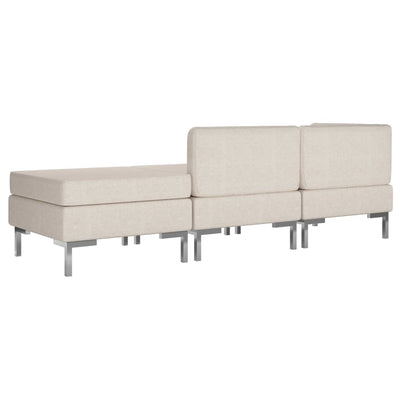 3 Piece Sofa Set Fabric Cream