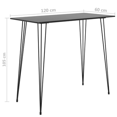 Bar Table Black 120x60x105 cm