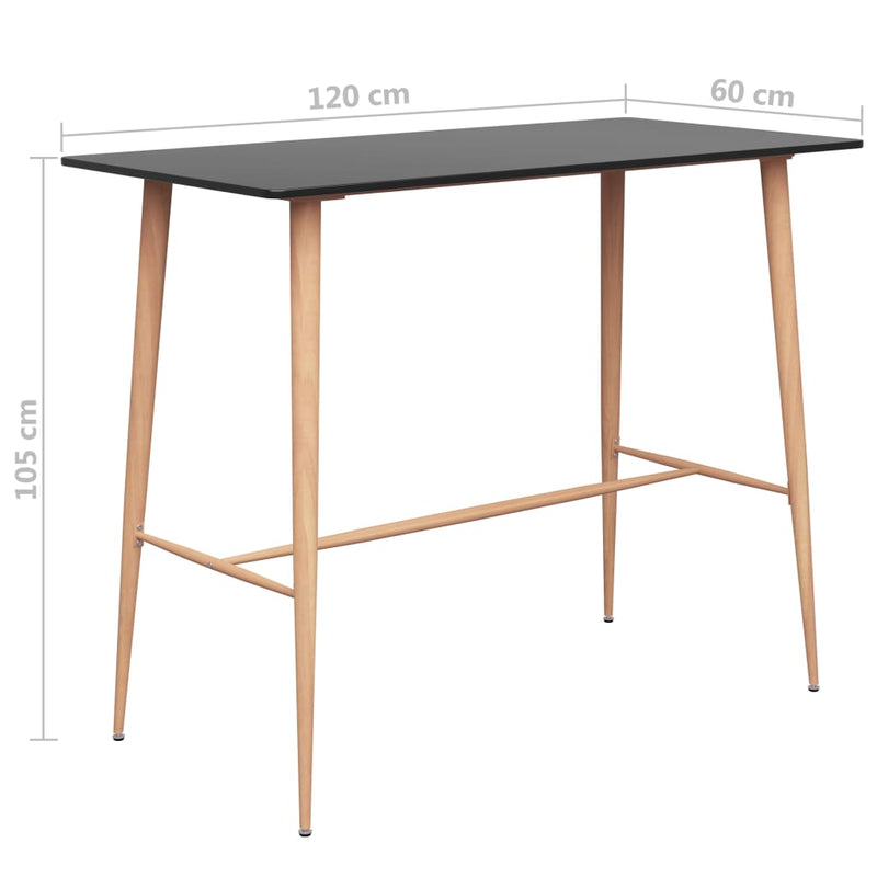 Bar Table Black 120x60x105 cm