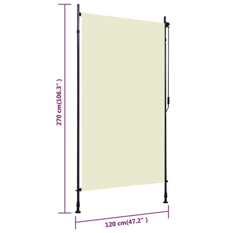 Outdoor Roller Blind 120x270 cm Cream