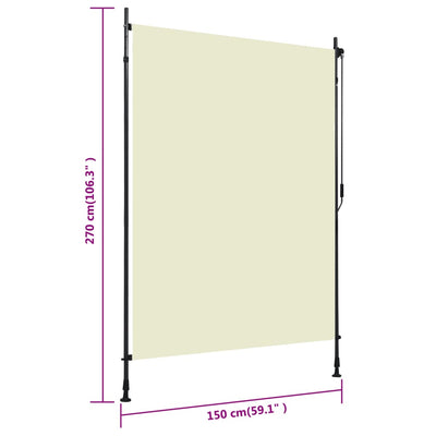 Outdoor Roller Blind 150x270 cm Cream