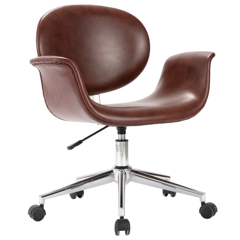 Swivel Dining Chair Brown Faux Leather