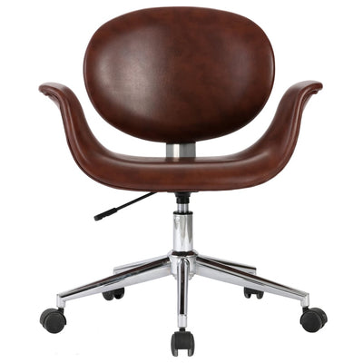 Swivel Dining Chair Brown Faux Leather