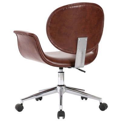 Swivel Dining Chair Brown Faux Leather