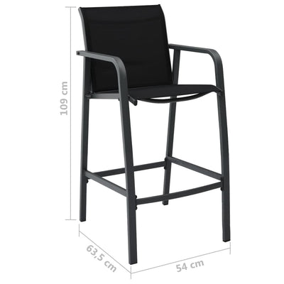 Garden Bar Chairs 2 pcs Black Textilene