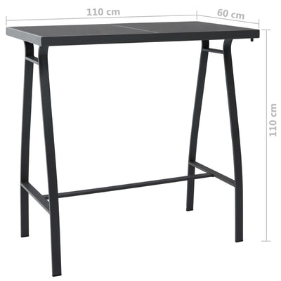 Garden Bar Table Black 110x60x110 cm Tempered Glass