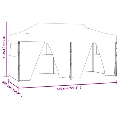 Professional Folding Party Tent with 4 Sidewalls 3x6 m Steel Cream