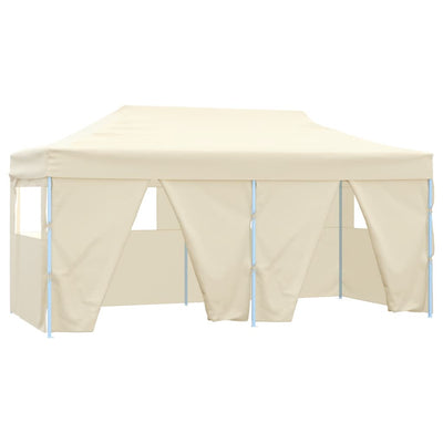 Professional Folding Party Tent with 4 Sidewalls 3x6 m Steel Cream