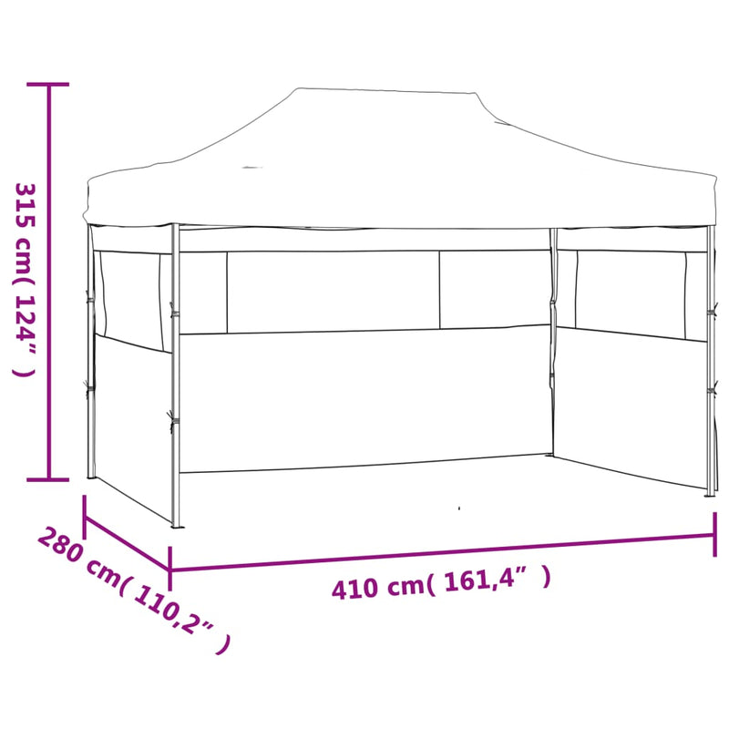 Professional Folding Party Tent with 3 Sidewalls 3x4 m Steel Anthracite