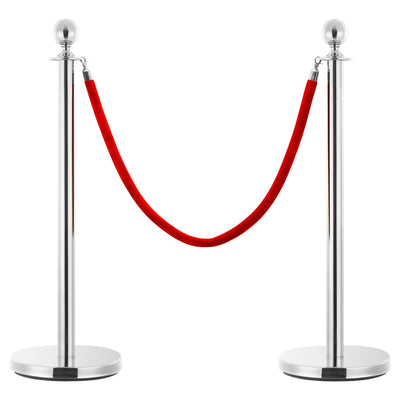 Stanchion Stand Rope Red and Silver Velvet