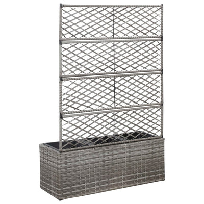 Trellis Raised Bed with 3 Pots 83x30x130 cm Poly Rattan Grey