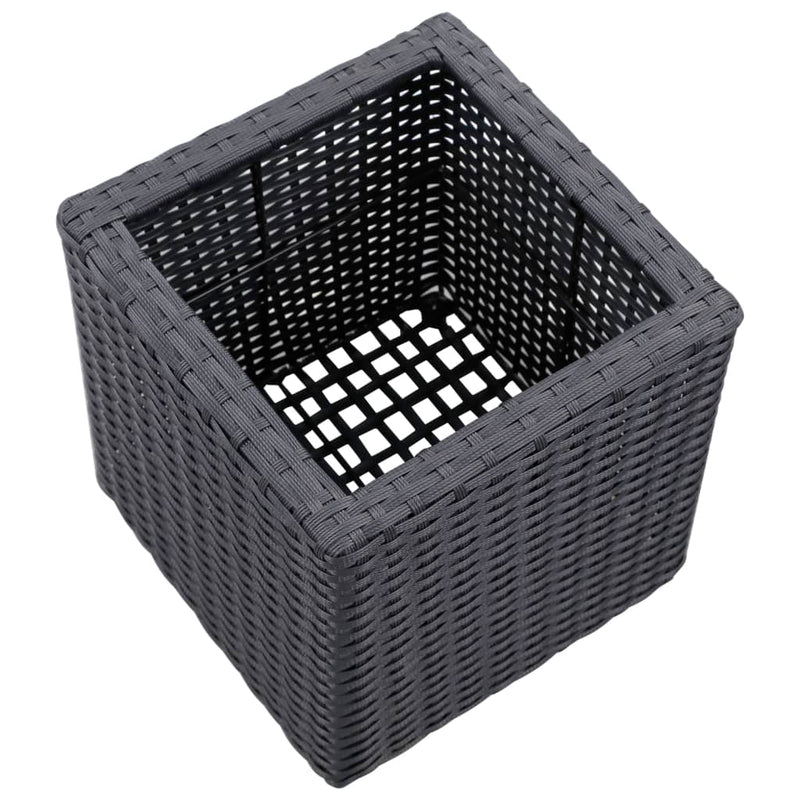 Garden Raised Beds 3 pcs Poly Rattan Black