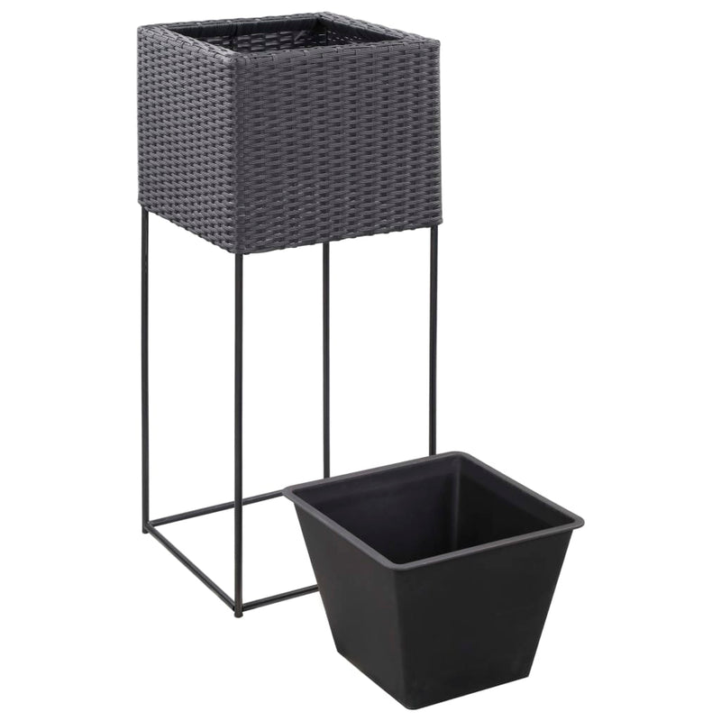 Garden Raised Beds 3 pcs Poly Rattan Black