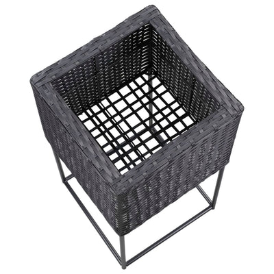 Garden Raised Beds 3 pcs Poly Rattan Black