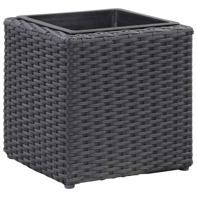 Garden Raised Beds 3 pcs Poly Rattan Black