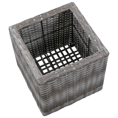 Garden Raised Beds 3 pcs Poly Rattan Grey