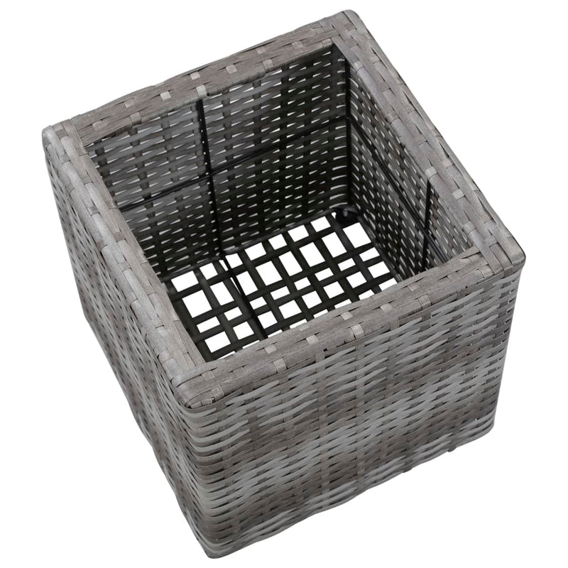 Garden Raised Beds 3 pcs Poly Rattan Grey