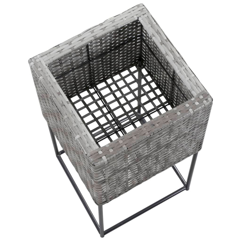 Garden Raised Beds 3 pcs Poly Rattan Grey